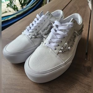 Vans Chain Old Skool Platform Unisex White Lace Up Sneakers Shoes M7/W8.5